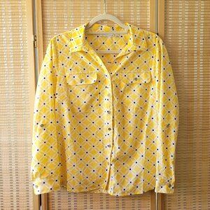 NOTATIONS Yellow 3/4 Sleeve-Buttoned Blouse